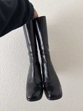 Charles David Black Italian Leather Heeled Boots